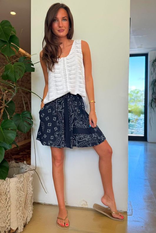 Ole Bubble Cotton Bandana Shorts Navy